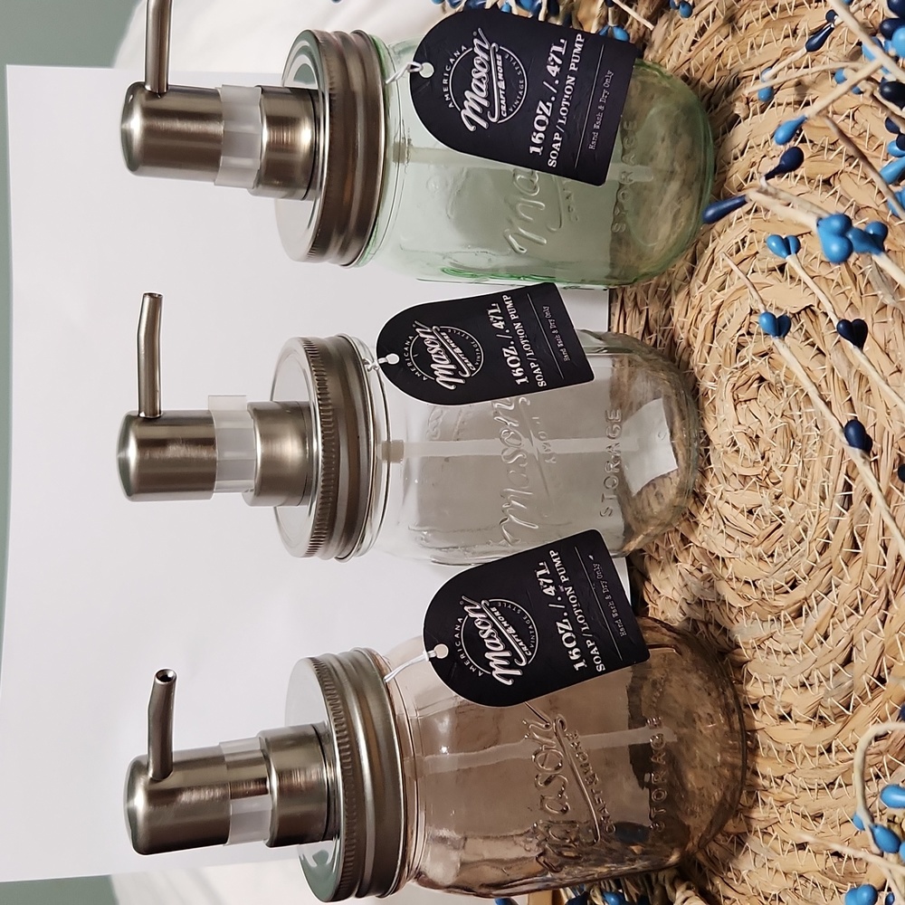 Mason jar hand/soap pumps.
